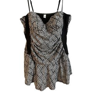 Tropical Escape One Piece Roushed Skirted Swim Suit 16